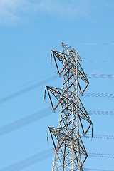 Image showing Power lines with high voltage