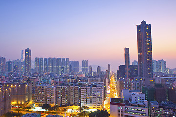 Image showing Hong Kong downtown at sunset