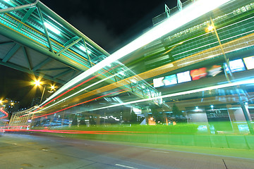 Image showing Traffic in downtown of Hong Kong at night