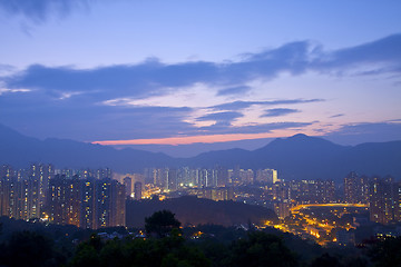 Image showing Hong Kong downtown at sunset time