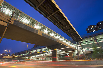 Image showing Traffic on highway of Hong Kong at night