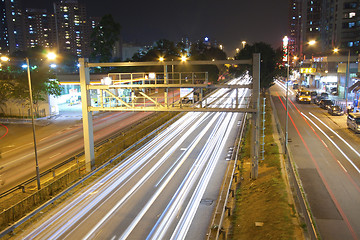 Image showing Traffic in city at night