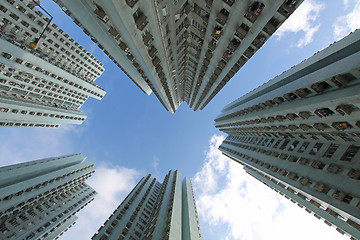 Image showing Hong Kong crowded apartment blocks