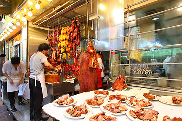 Image showing HONG KONG - SEPT 10, A very traditional roasted meat rice shop i