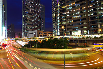 Image showing Traffic in downtown of a city, pearl of the east: Hong Kong. 