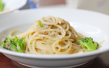 Image showing Tuna fish with spaghetti