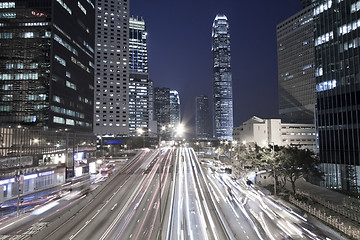 Image showing Traffic in Hong Kong downtown at night