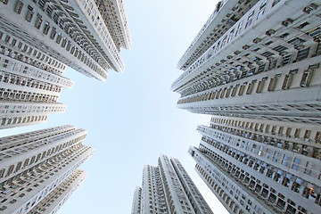 Image showing Hong Kong crowded apartment blocks