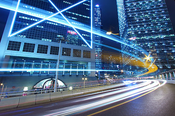 Image showing Traffic in downtown of a city, pearl of the east: Hong Kong.