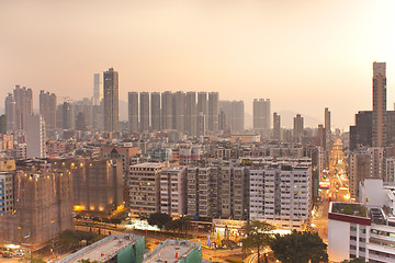 Image showing Hong Kong downtown at sunset