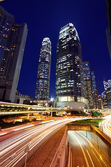 Image showing Traffic in city at night