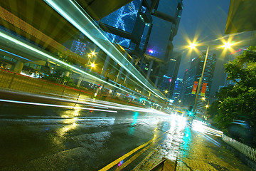 Image showing Traffic in city at night