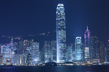 Image showing Hong Kong night view along Victoria Harbour