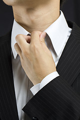 Image showing Business man adjusting his suit