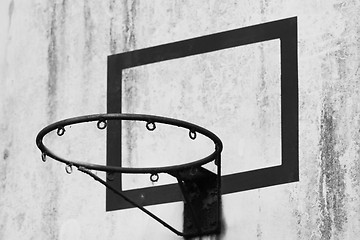 Image showing Close-up shot of a basketball hoop