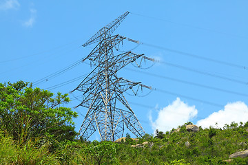 Image showing Power lines with high voltage 