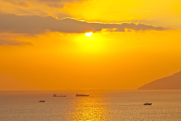 Image showing Sunset over the ocean