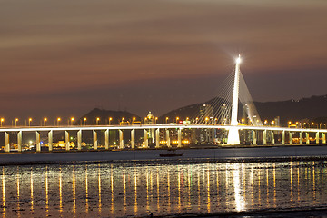 Image showing Bridge in Hong Kong at night