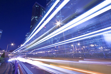 Image showing Light trails in Hong Kong highway at night