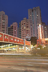 Image showing Traffic in Hong Kong at night