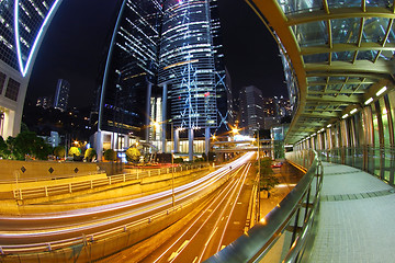 Image showing Traffic in downtown of a city, pearl of the east: Hong Kong.