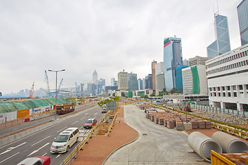 Image showing Hong Kong traffic and downtown at day