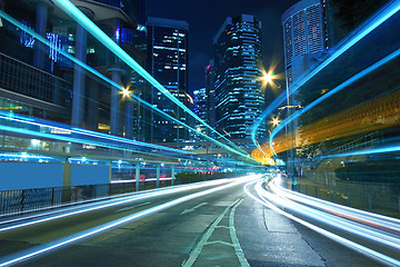 Image showing Traffic in downtown of a city, pearl of the east: Hong Kong.