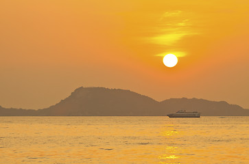 Image showing Sunset over the ocean