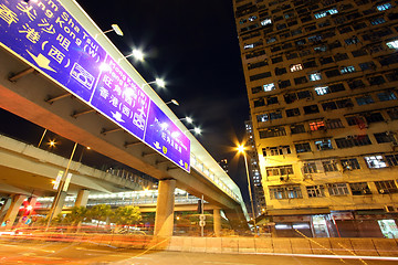 Image showing Traffic in Hong Kong at night