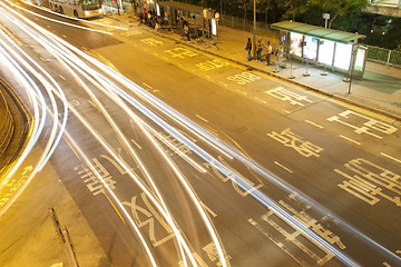 Image showing Traffic in city at night