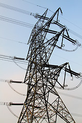 Image showing Power transmission tower with cables 