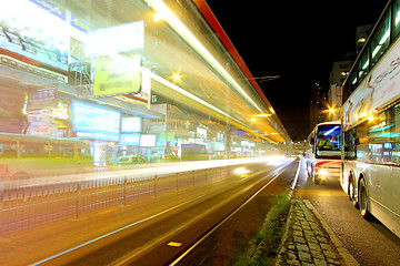 Image showing Traffic in city at night