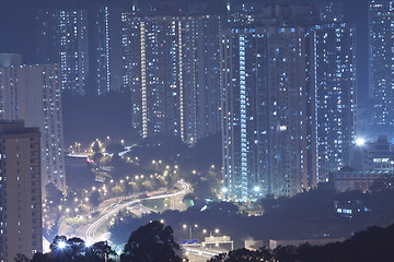 Image showing Hong Kong apartment blocks at night