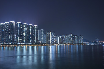 Image showing Hong Kong apartment blocks at night