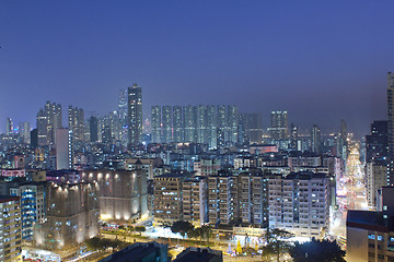 Image showing Hong Kong Kowloon downtown at night 