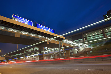 Image showing Busy traffic in city at night