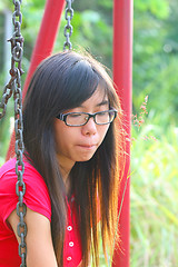 Image showing Asian woman in a sad mood