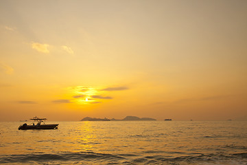 Image showing Sunset over the ocean in Hong Kong