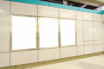 Image showing Blank billboard in train station