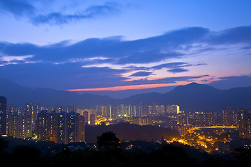 Image showing Hong Kong sunset in downtown area