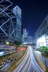 Image showing City night traffic with light trails