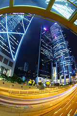 Image showing Traffic in downtown of a city - pearl of the east: Hong Kong.