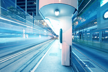 Image showing Traffic in city with light trails