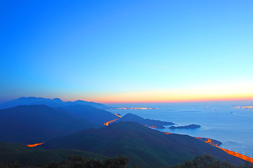 Image showing Mountain landscape at sunset time