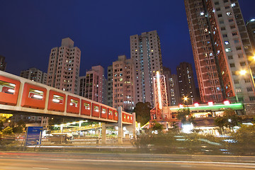 Image showing Busy traffic in city at night