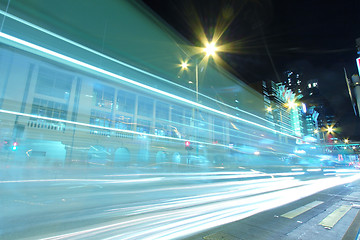 Image showing Traffic in downtown of Hong Kong at night