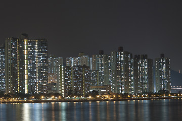 Image showing Hong Kong apartment blocks at night