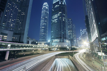 Image showing Traffic through downtown of Hong Kong at night