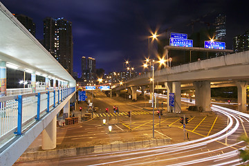 Image showing Traffic in city at night