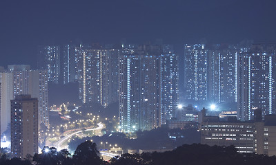 Image showing Hong Kong apartment blocks at night